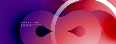 Soyut sıvı şekilleri örtüşür ve canlı bir değişim etkisi yaratır. Mor, pembe renkler kompozisyona hakim. Modern tasarım ögesi.