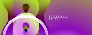 Soyut renkli şekiller örtüşür ve dinamik bir arkaplan oluşturur. Modern tasarım elementleri akıcılığı ve canlılığı önerir.