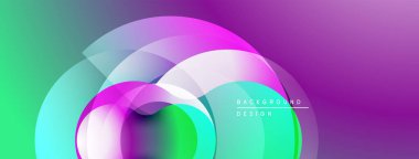 Soyut renkli tasarım. Üst üste binen daireler dinamik görsel efekt yaratır. Mezuniyet geçişleri, modern estetik..