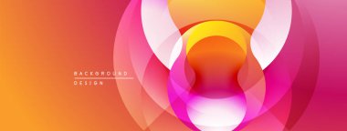 Soyut tasarım katmanlı daireler, canlı turuncu, pembe renkler. Gradyan arkaplan modern görsel efekt yaratır.