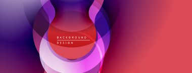 Soyut katmanlar canlı dairesel tasarım yaratır. Mor, pembe, kırmızı renkler düzgün bir şekilde harmanlanır. Dijital projeler için modern arkaplan.
