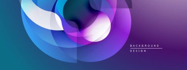 Soyut akışkan şekiller, canlı maviler, morlar dinamik kompozisyon oluşturur. Arkaplan ve sunumlar için modern tasarım ögesi.