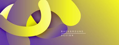 Soyut sarı, mor tasarım. Düz eğriler dinamik bileşim yaratır. Gradyan renkler modern estetik sunuyor. Minimalist stil.