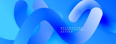 Soyut mavi sıvı şekilleri dinamik arkaplan yaratır. Yumuşak eğimler, akış biçimleri hareket ve derinliği işaret ediyor. Modern tasarım ögesi.