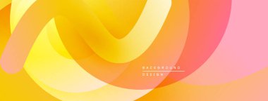 Soyut akışkan şekiller, sıcak renkler karışımı. Gradyan tasarım dinamik görsel efekt yaratır. Yumuşak kıvrımlar hareketi, enerjiyi gösterir.