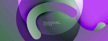 Soyut sıvı şekiller, mor, yeşil renkler. Modern tasarım, üst üste binen katmanlar derinlik, pürüzsüz eğimler yaratır. Minimalist estetik.