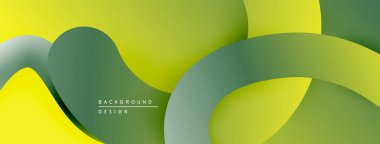 Soyut sıvı şekiller, yeşil sarı renkler. Modern tasarım, düzgün eğimler, üst üste binen katmanlar dinamik bileşim oluşturur.