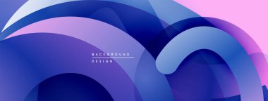 Soyut sıvı şekilleri, canlı maviler, pembeler dinamik bir zemin oluşturur. Modern tasarım, pürüzsüz eğimler görsel ilgi sunar.