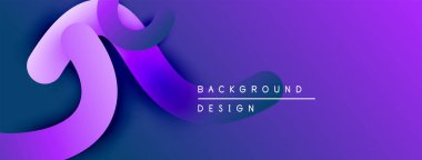 Soyut mor tasarım akıcı kurdeleler, gradyanlar içerir. Sunumlar, web siteleri, markalaşma için modern arka plan ideal. Düz şekiller derinlik yaratır.