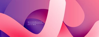 Soyut sıvı şekiller, canlı mor, pembe renkler. Modern tasarım, pürüzsüz eğimler dinamik kompozisyon yaratır. Minimalist estetik.