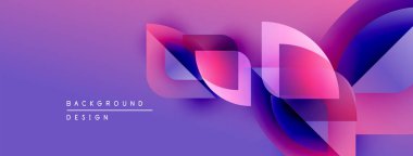 Soyut mor arkaplan. Üst üste binen kurdele şekilleri dinamik görsel efekt yaratır. Modern tasarım elementleri pürüzsüz eğimler sunar.