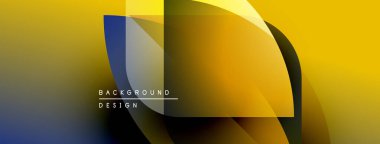 Soyut geometrik şekiller çakışıyor. Sarı, mavi, yeşil gradyanlar dinamik görsel efekt yaratır. Arka planlar için modern tasarım ögesi.