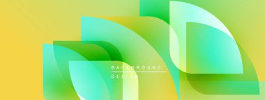 Soyut geometrik şekiller örtüşür, parlak sarı ve yeşil renkler yaratır. Arkaplan ve sunumlar için modern tasarım ögesi.