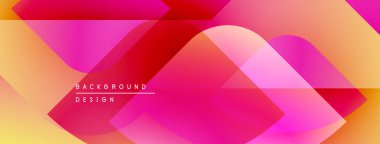 Soyut geometrik şekiller çakışıyor. Renk değişimi, turuncu, pembe, kırmızı, dinamik görsel efekt. Modern tasarım ögesi.