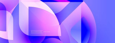 Soyut geometrik şekiller örtüşüyor, canlı mor ve mavi renkler yaratıyor. Modern tasarım dinamik, değişken, arka planlar için uygun..
