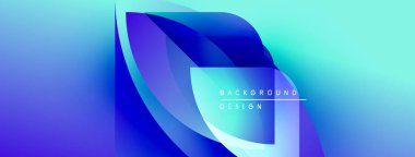 Soyut mavi tasarım. Gradyan şekiller modern görsel efekt oluşturur. Metin arka plan tasarımı okur. Parlak, dinamik kompozisyon.