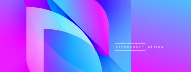 Soyut gradyan şekiller örtüşüyor, canlı pembeler, maviler yaratıyor. Arka planlar ve sunumlar için modern tasarım öğesi. Yumuşak geçişler görünür.
