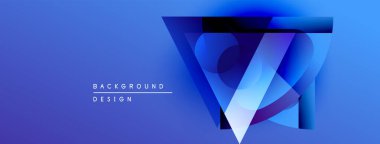 Soyut geometrik tasarım. Mavi gradyanlar üçgen şeklinde katmanlar oluştururlar. Dijital projeler için modern arkaplan.
