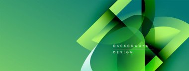 Soyut yeşil arkaplan. Üst üste binen şekiller dinamik görsel efekt yaratır. Modern tasarım elementleri temiz estetik sunar.