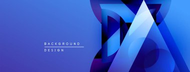 Soyut mavi tasarım, üst üste binen geometrik şekiller. Renkler derinlik yaratır, modern estetik. Metin arkaplan tasarımı okur.