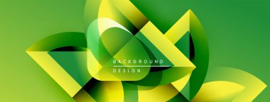 Soyut yeşil sarı tasarım. Dinamik şekiller modern görsel efektler yaratıyor. Renkler derinlik ve doku sağlar.