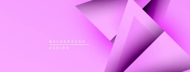 Pembe soyut arkaplan özellikleri katmanlı geometrik şekiller. Gradyan efektli modern tasarım, basit metin ögesi.