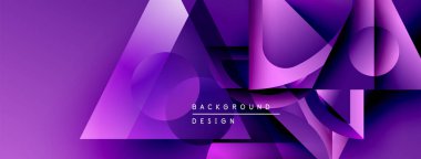 Soyut mor tasarım geometrik şekiller, gradyanlar, dinamik bileşimler içerir. Çeşitli projeler için modern arkaplan.