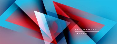 Soyut geometrik şekiller örtüşüyor, canlı mavi, kırmızı, mor renkler yaratıyor. Arkaplan ve sunumlar için modern tasarım ögesi.