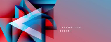 Soyut geometrik şekiller, canlı renkler, modern tasarım. Gradyan arka plan dinamik görsel efekt yaratır. Sunulan minimalist metin ögeleri.