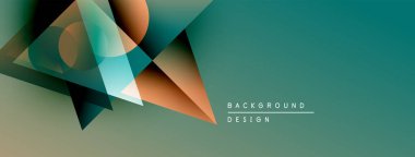 Soyut geometrik şekiller örtüşür, dinamik bileşim yaratır. Teal, turuncu renkler tasarımda baskın. Modern estetik, temiz çizgiler sunar.