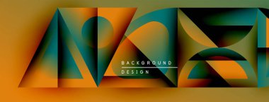 Soyut geometrik şekiller, canlı renkler, katmanlı tasarım. Arkaplanda metin arkaplan tasarımı var. Modern estetik, cesur kompozisyon.