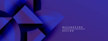 Soyut geometrik şekiller, mavi gradyanlar, modern tasarım. Arkaplan özellikleri örtüşen formlar, dinamik görsel efekt oluşturur.