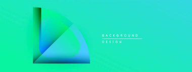 Soyut gradyan tasarımı katmanlı şekiller. Turkuaz, deniz mavisi renkleri modern görsel etki yaratır. Metin arkaplan tasarımı okur.