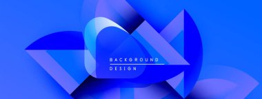 Soyut mavi tasarım, üst üste binen şekiller, gradyanlar, metin okuma arkaplan tasarımı. Modern, dinamik kompozisyon.