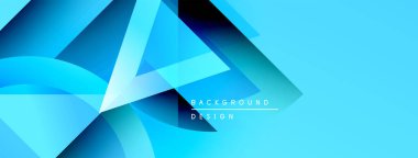 Soyut mavi tasarım üst üste binen şekiller, gradyanlar, düz eğriler. Modern arka plan dinamik enerjiyi, temiz estetiği çağrıştırıyor.