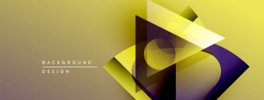 Soyut geometrik şekiller örtüşür, parlak sarı ve mor renkler yaratır. Arkaplan ve sunumlar için uygun modern tasarım.