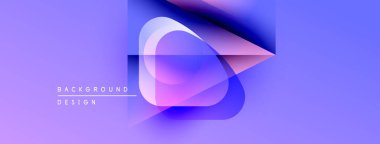 Soyut mor tasarım katmanlı şekiller, gradyanlar içerir. Modern estetik, dijital arkaplanlar ve sunumlar için uygun.
