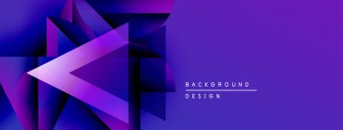 Soyut mor geometrik şekiller dinamik arkaplan yaratır. Gradyan renkler, keskin açılar, mevcut modern tasarım elemanları.