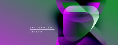 Soyut mor, yeşil eğimli. Üst üste binen şekiller dinamik görsel efekt yaratır. Arkaplan ve sunumlar için uygun modern tasarım.