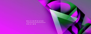Soyut mor tasarım geometrik şekiller, gradyanlar, dinamik bileşimler içerir. Canlı renk şemasına sahip modern arkaplan.