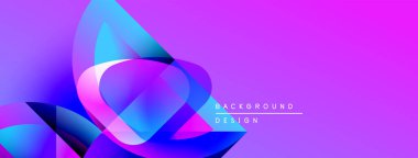 Soyut sıvı şekilleri örtüşür, parlak mor ve mavi renkler yaratır. Modern tasarım enerji, hareket, yenilik öneriyor.