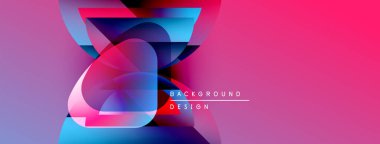 Soyut, enerjik bir arkaplan. Üst üste binen şekiller dinamik görsel efekt yaratır. Pembe, mavi renkler kompozisyona hakim. Modern tasarım ögesi.