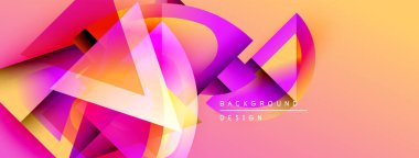 Soyut geometrik şekiller örtüşüyor, canlı renk eğimleri yaratıyor. Sıcak tonlar baskın, enerji, hareket, modern tasarım.
