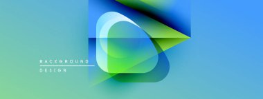 Soyut tasarım canlı renk eğimlerine sahiptir. Üst üste binen şekiller dinamik görsel efekt yaratır. Modern, temiz estetik arka plan.