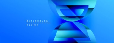 Soyut mavi tasarım katmanlı şekiller içerir. Gradyan derinlik yaratır, modern estetik. Metin arka plan tasarımı okur. Basit, temiz kompozisyon.