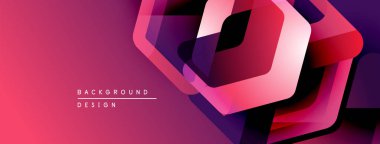 Soyut geometrik şekiller örtüşüyor, canlı pembe ve mor renkler yaratıyor. Arkaplan ve sunumlar için modern tasarım ögesi.
