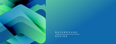 Soyut geometrik şekiller mavileri, yeşillikleri harmanlıyor. Gradyan etkisi modern görsel deneyim yaratır. Minimalist tasarım arka planlara, sunumlara uyuyor.