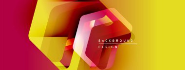 Soyut geometrik şekiller örtüşüyor, canlı renk eğimleri yaratıyor. Kırmızıya sarı geçişler, dinamik arkaplan tasarımı oluşturur.