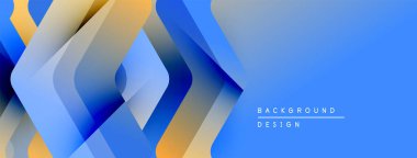 Soyut geometrik şekiller üst üste binerek dinamik mavi, altın rengini oluşturuyor. Arkaplan ve sunumlar için modern tasarım ögesi.