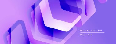 Soyut geometrik şekiller örtüşerek canlı mor gradyan etkisi yaratır. Sancaklar ve arka planlar için modern tasarım uygun.